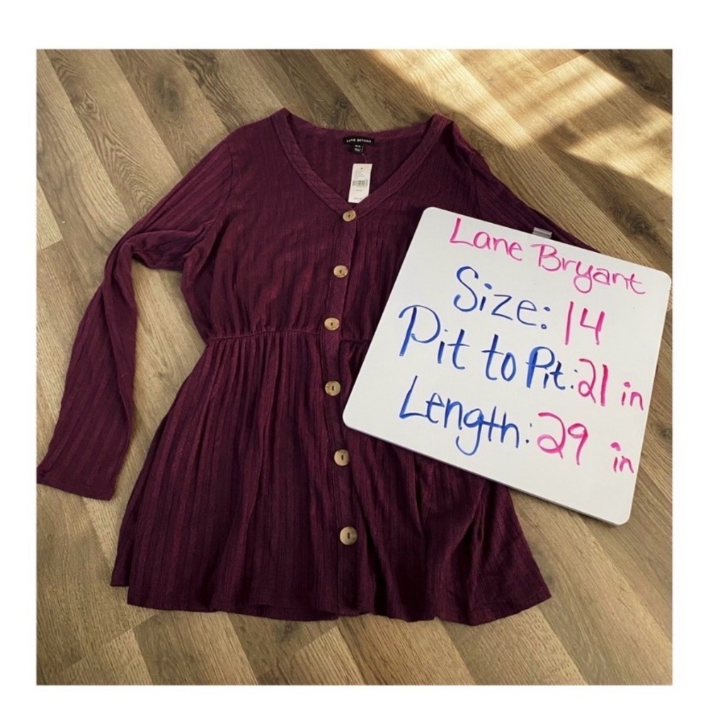 LANE BRYANT Purple Babydoll Sweater Top - Picture 4 of 4
